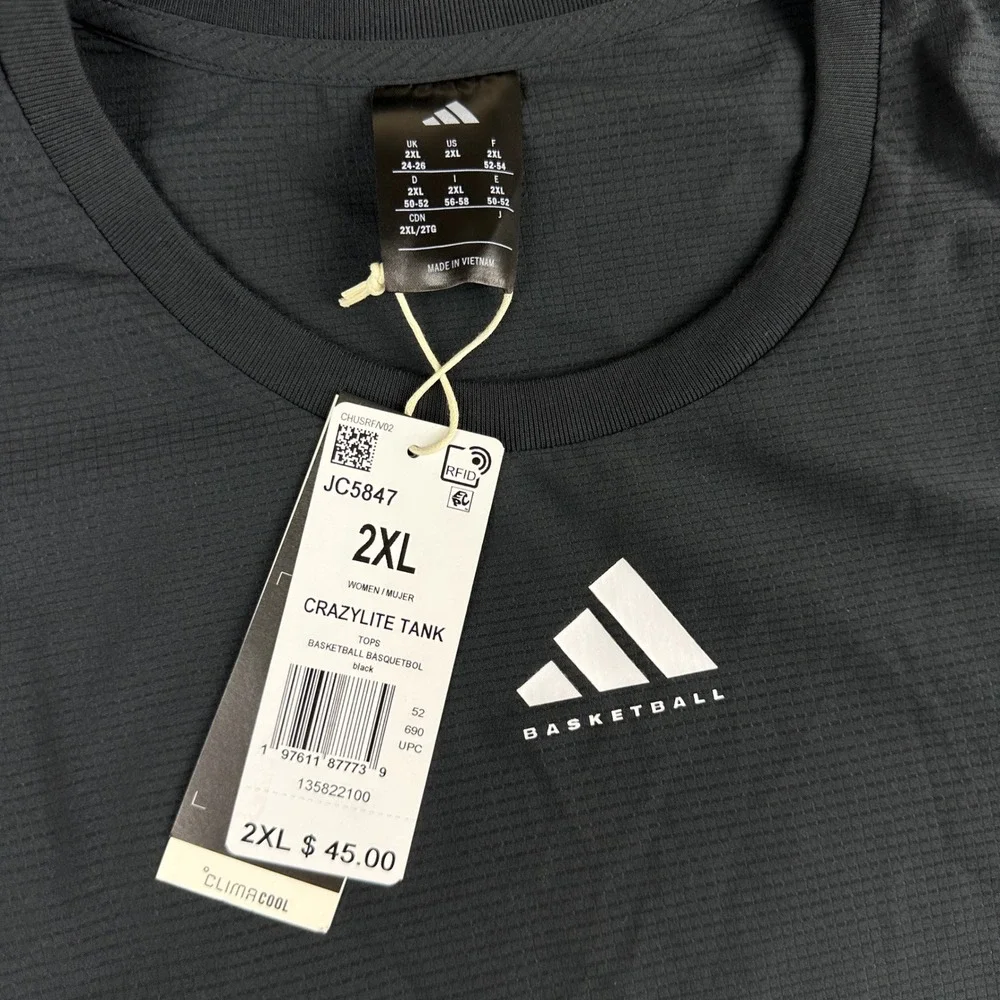 Adidas Basketball Crazylite Tank Black Climacool Mesh Sleeveless Shirt 2XL